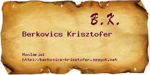 Berkovics Krisztofer névjegykártya